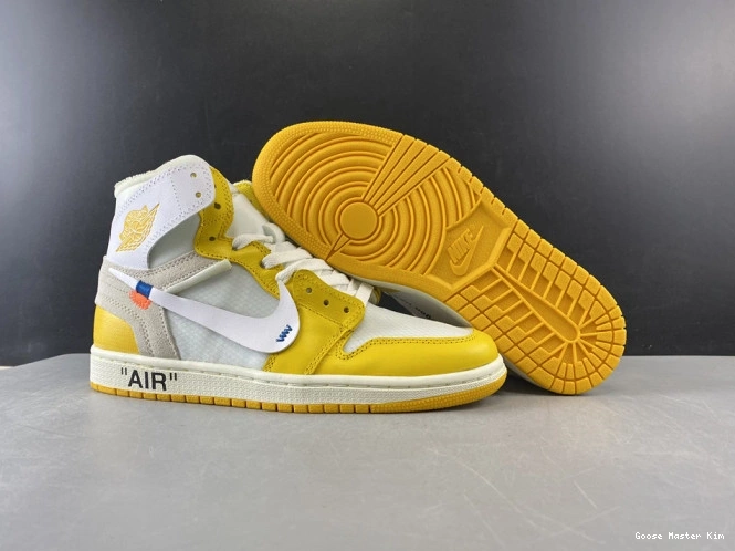 Off-White 1 Air Powder x White Jordan AQ0818-149 Dark NRG Yellow-Cone 0802